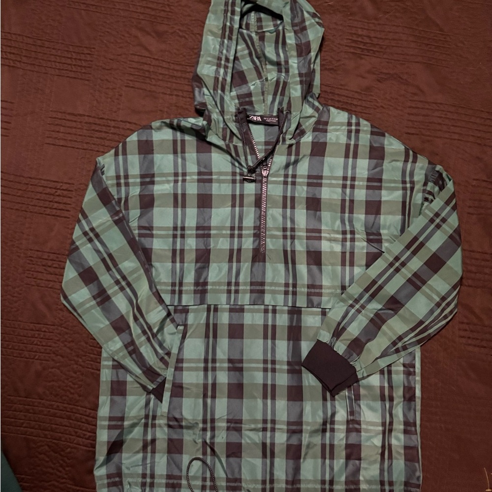 Zara Green and Black Checkered Jacket